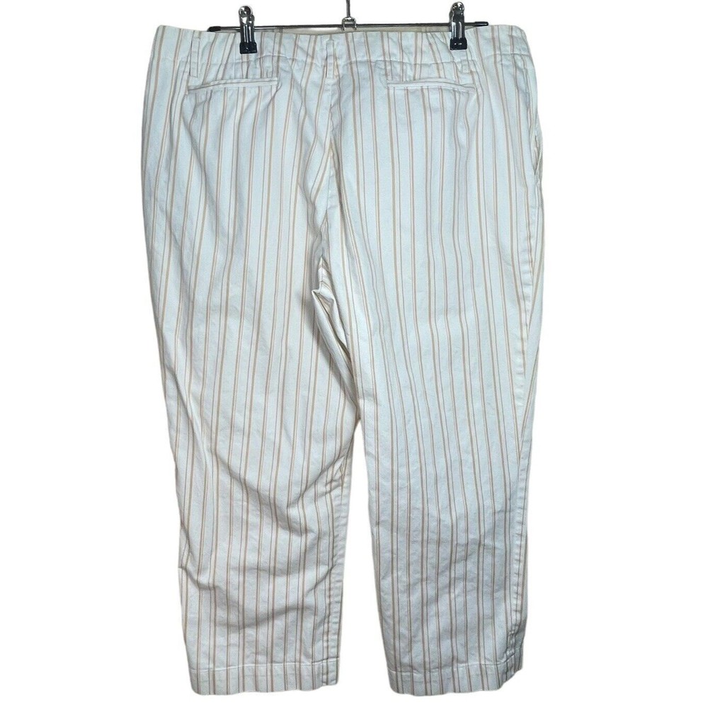 Brooks Brothers‎ Women's Sz 16 Stretch Cropped Ankle Pants White Tan Striped - Picture 2 of 10